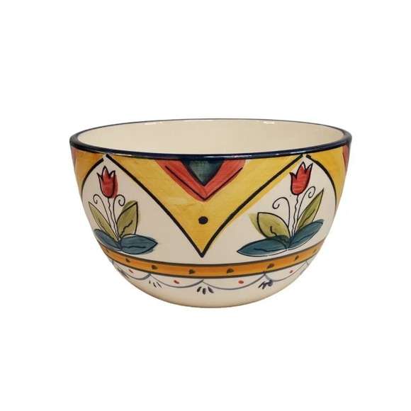 Tabletops Gallery Bowl Moroccan Handcrafted Bowl Sunflower Floral 6"x4.5" - Picture 1 of 7